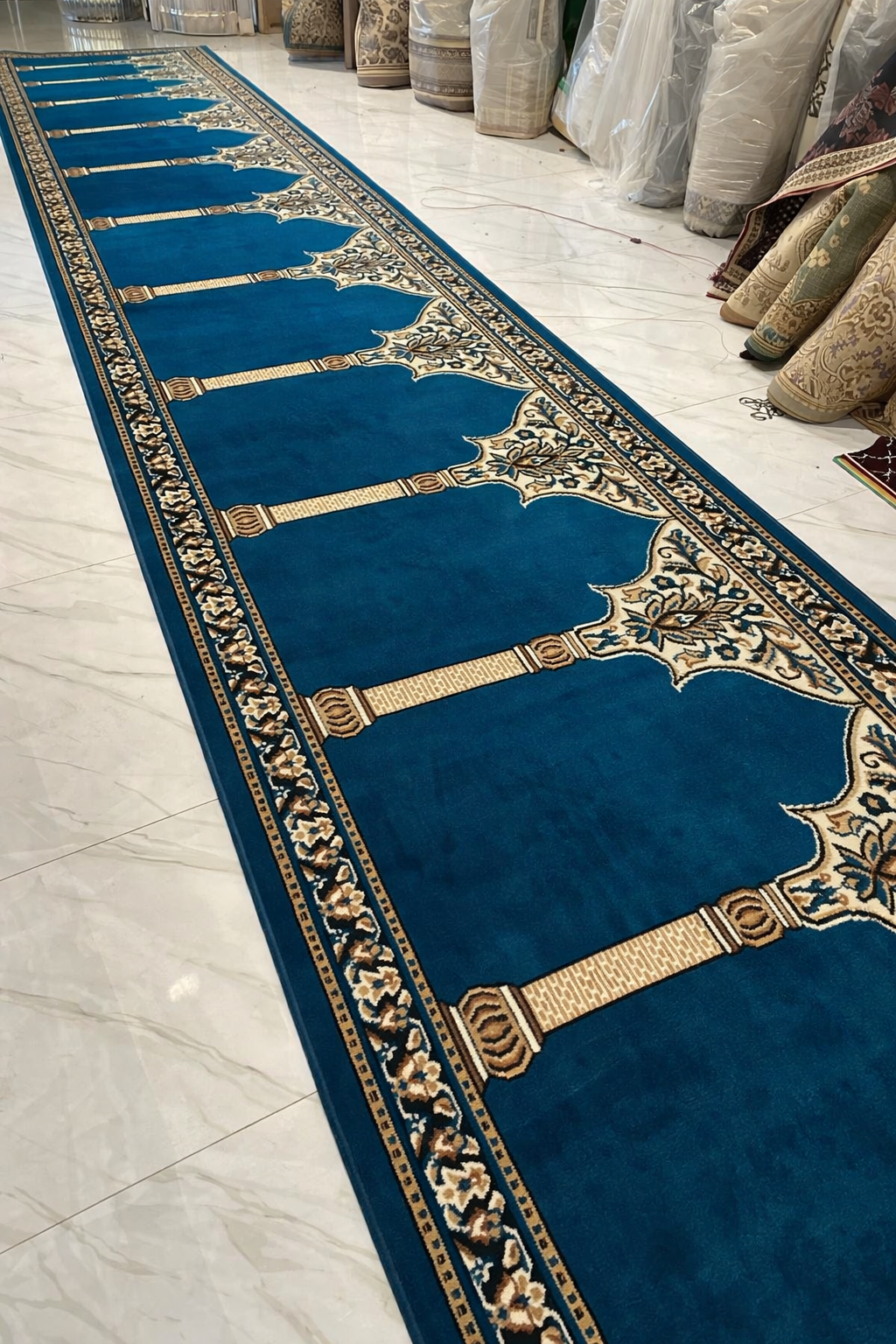 Blue Prayer Mat Janamaz Carpet for Home & Mosque