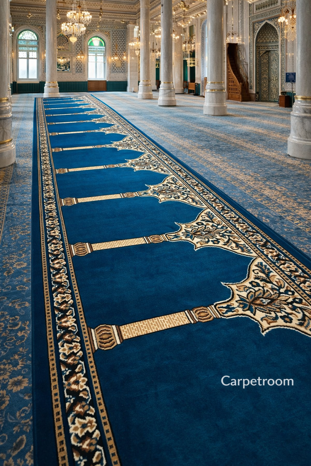 Blue Prayer Mat Janamaz Carpet for Home & Mosque