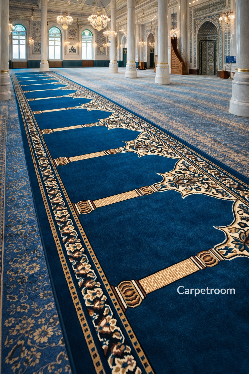 Blue Prayer Mat Janamaz Carpet for Home & Mosque