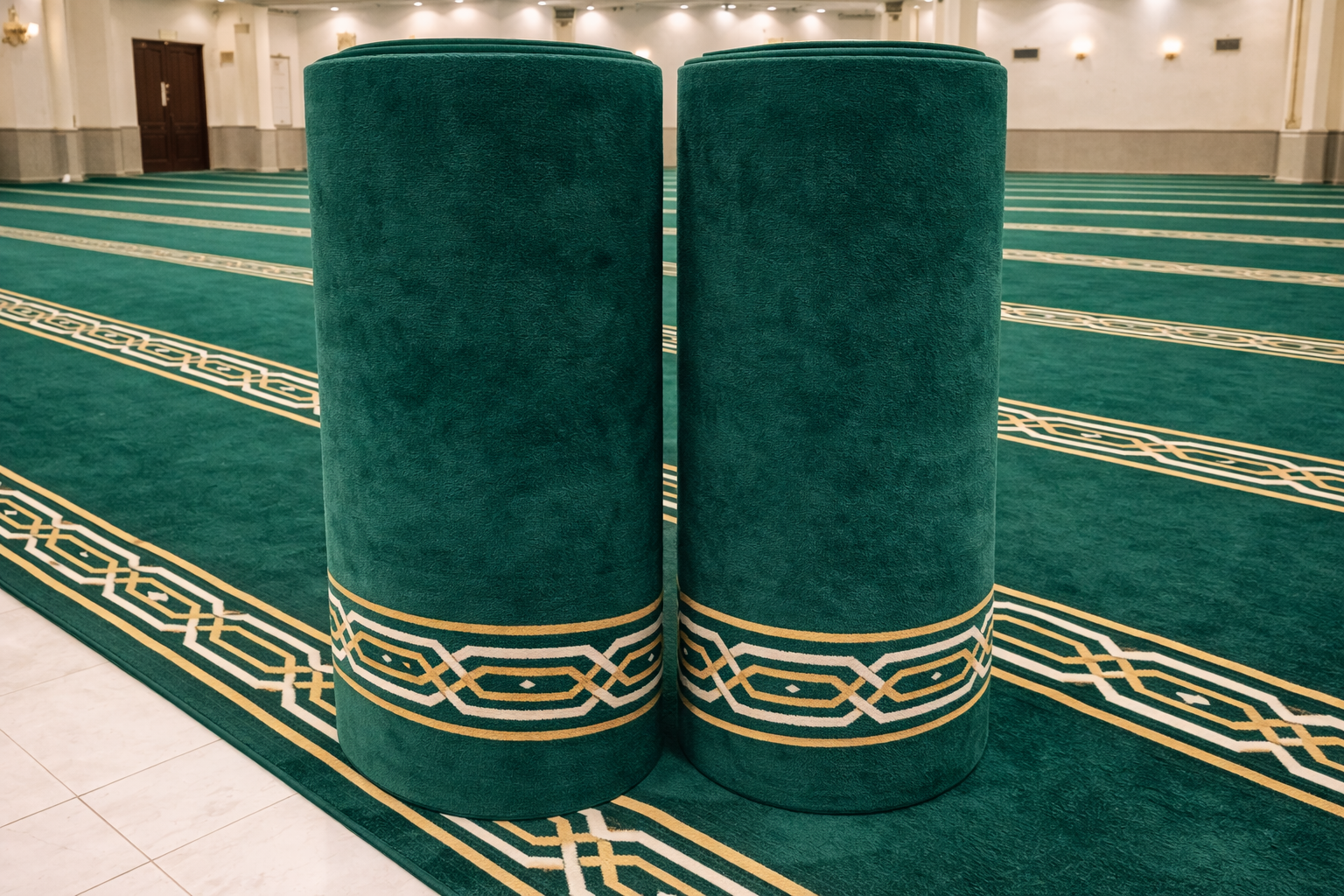 Green Border Mosque Carpet 0.5 Inch Pile