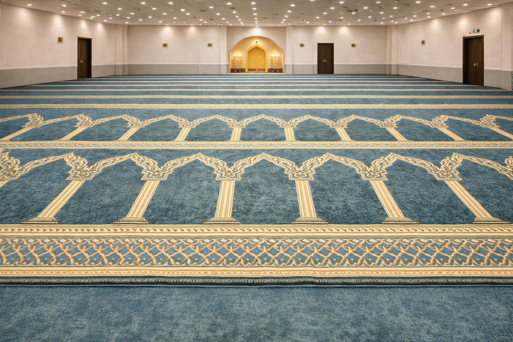 Blue Mehrab Pattern Mosque Carpet