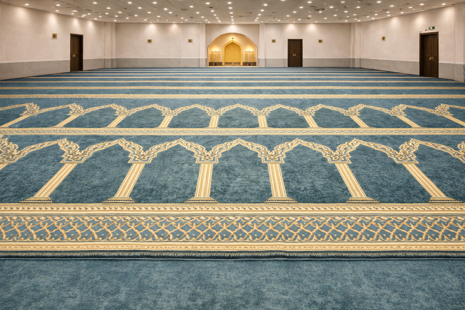 Blue Mehrab Pattern Mosque Carpet