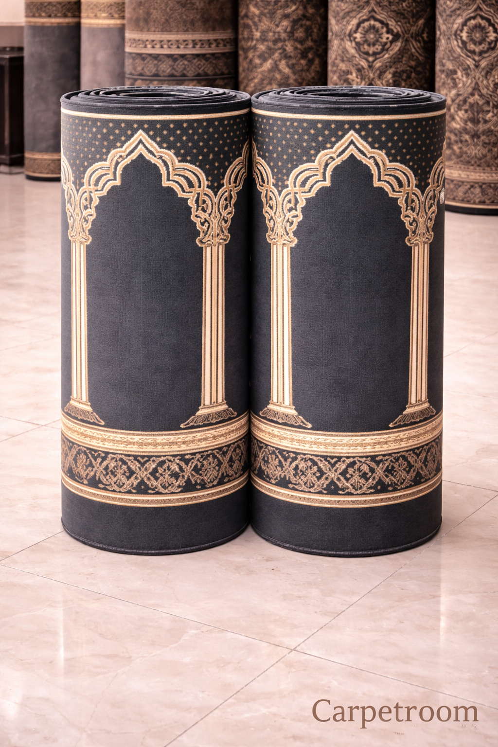Deep Blue Islamic Arch Carpet 0.5 Inche Pile