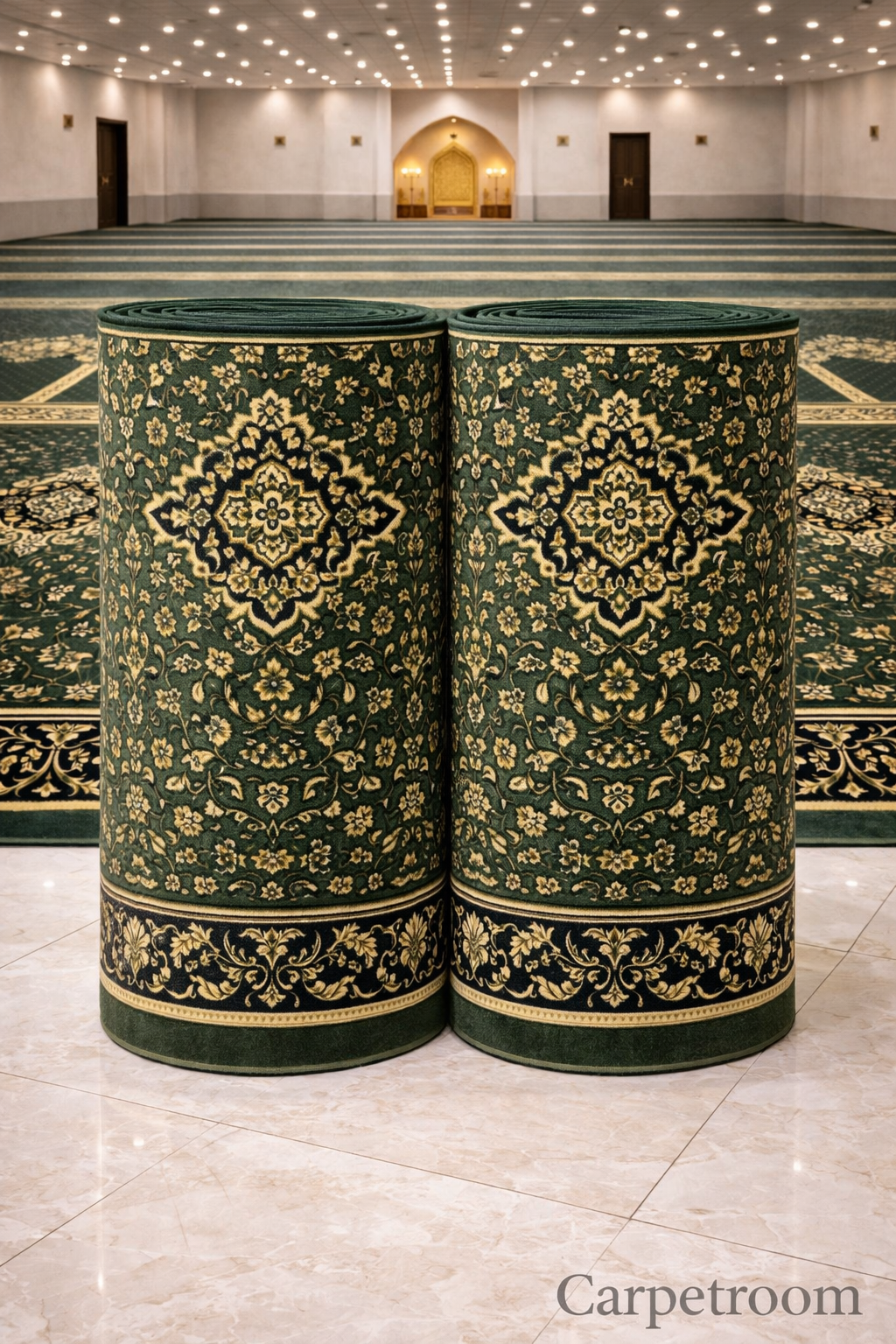 Traditional Olive Janamaz Carpet Prayer Mat