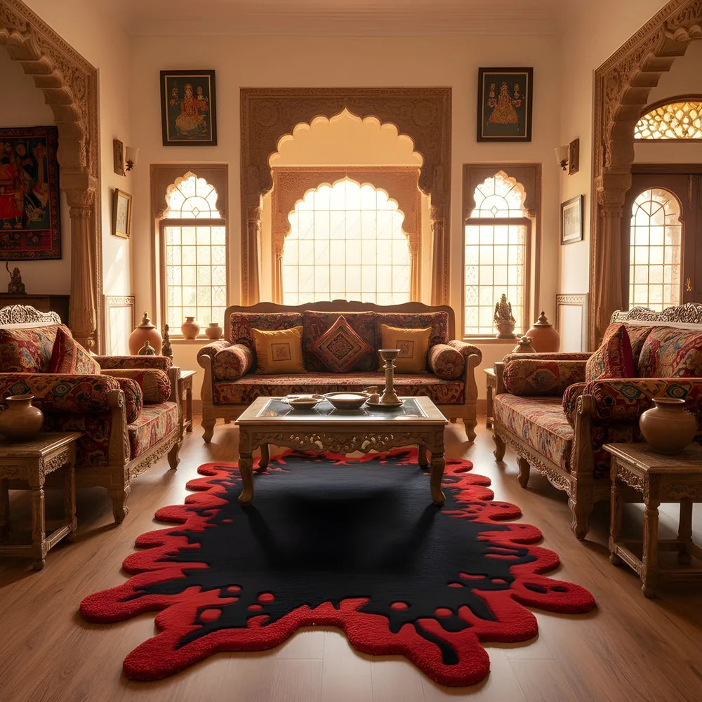 Noir Ink Flow Modern Hand Tufted New Zealand Rug