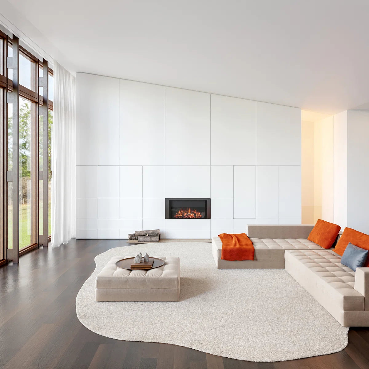 Off-White Asymmetrical Riverstone Carpet