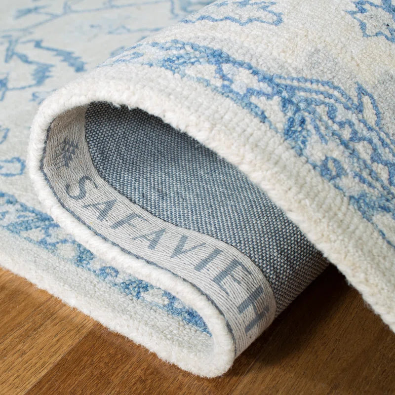 Exquisite Hand-Tufted Ivory Wool Rug