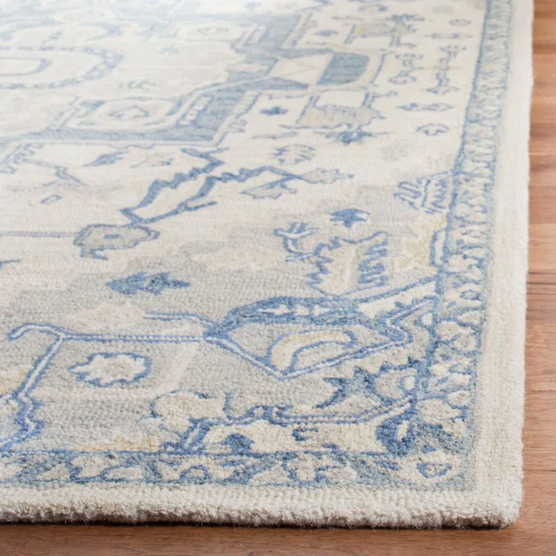 Exquisite Hand-Tufted Ivory Wool Rug
