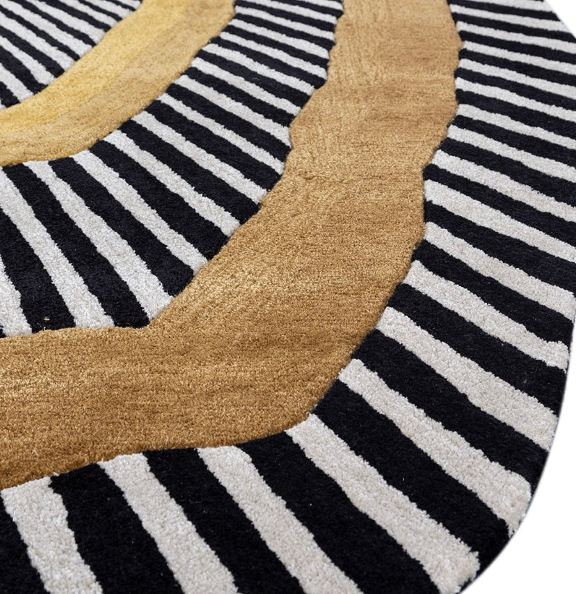 Black Layered Radial Rug