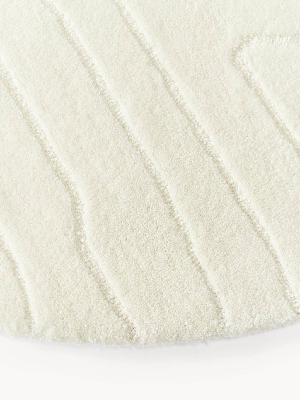 Ivory Modern Wave Design Round Carpet