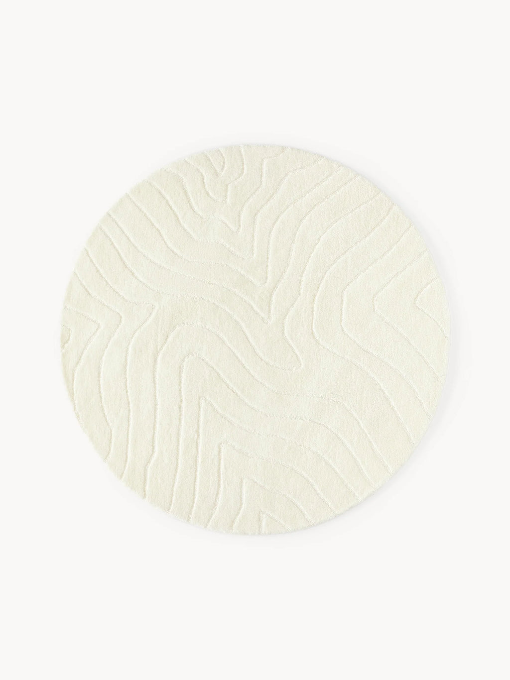 Ivory Modern Wave Design Round Carpet