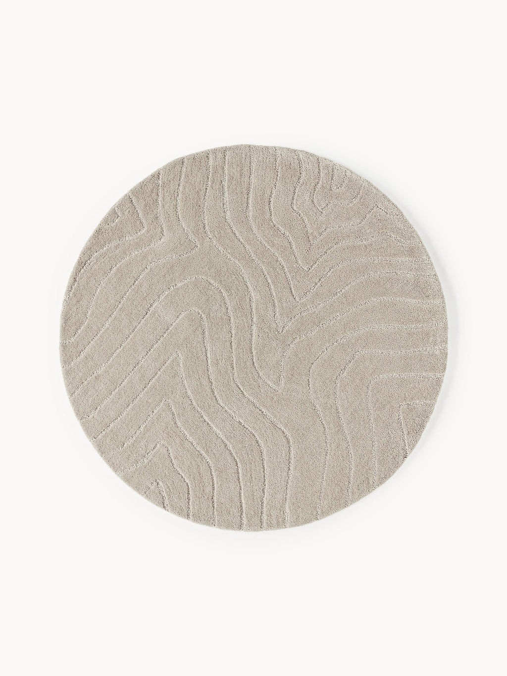 Light Grey Wave Round Carpet