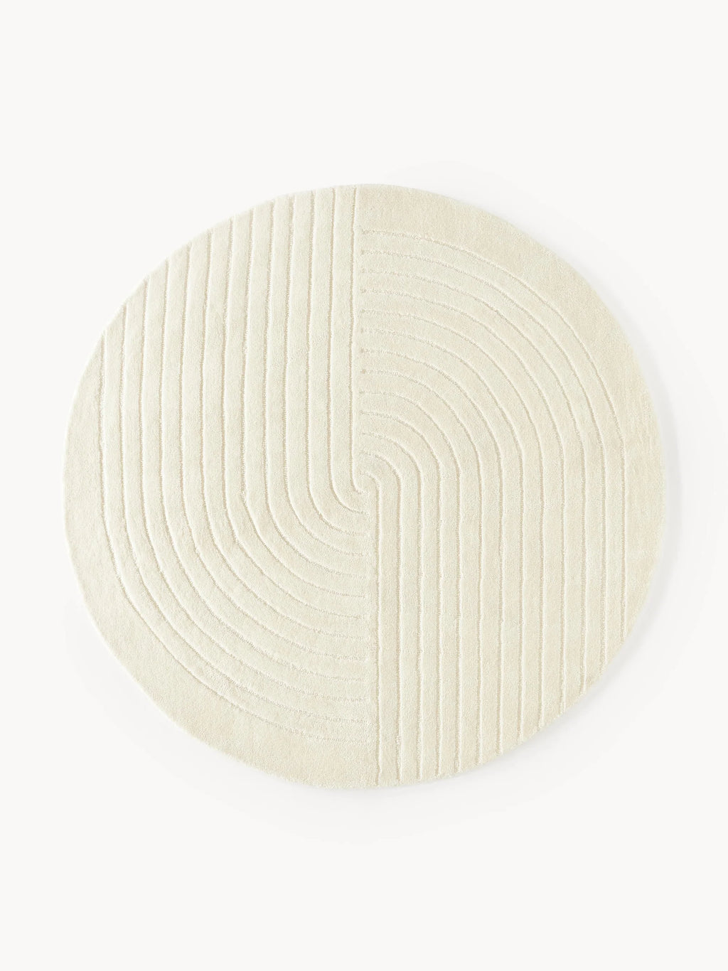 Ivory Modern Line Design Round Carpet