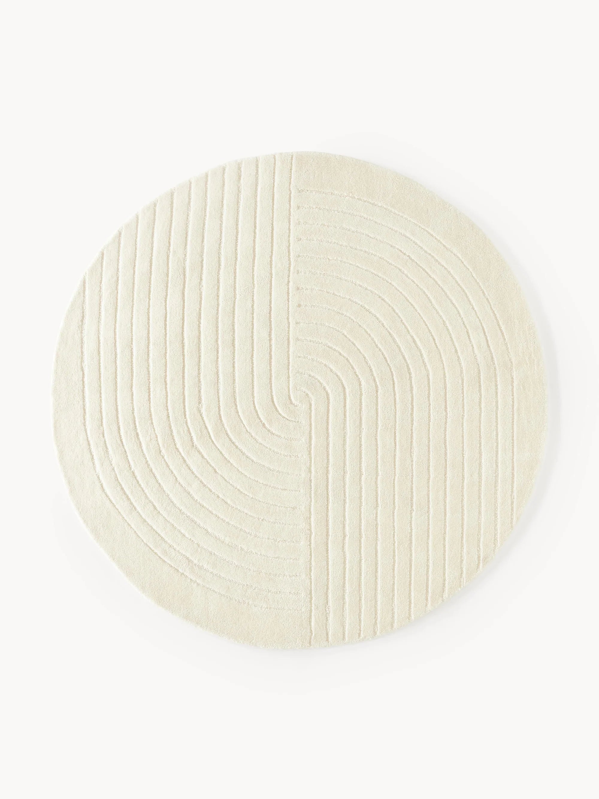 Ivory Modern Line Design Round Carpet