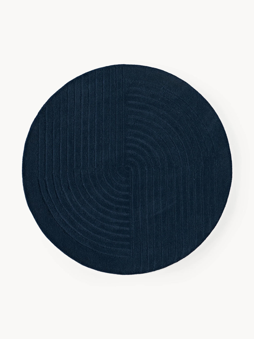 Navy Blue Modern Circle Design Round Carpet