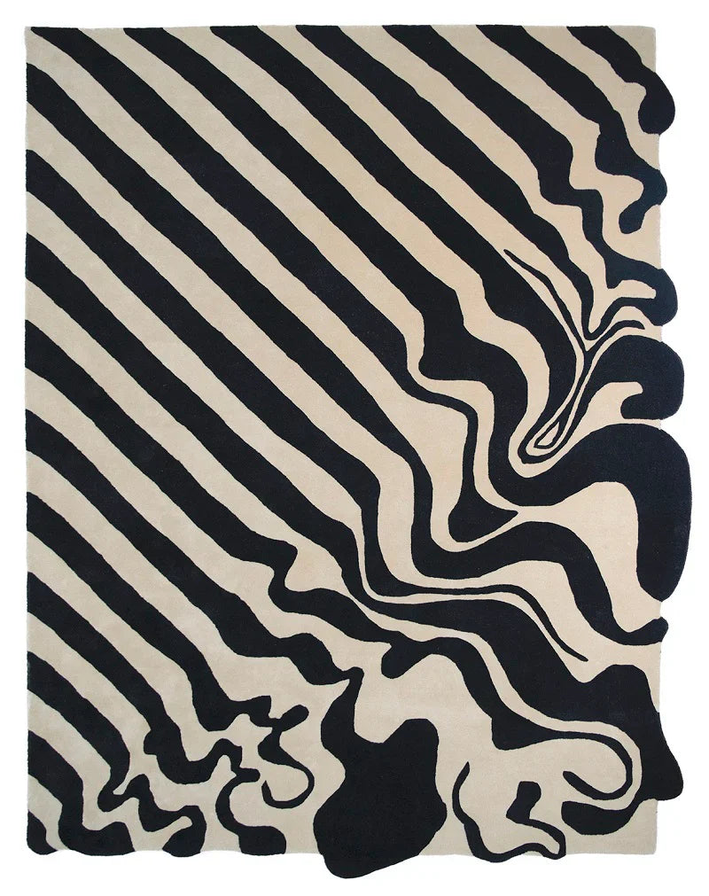 Noir Fluid Deformation Irregular Rug
