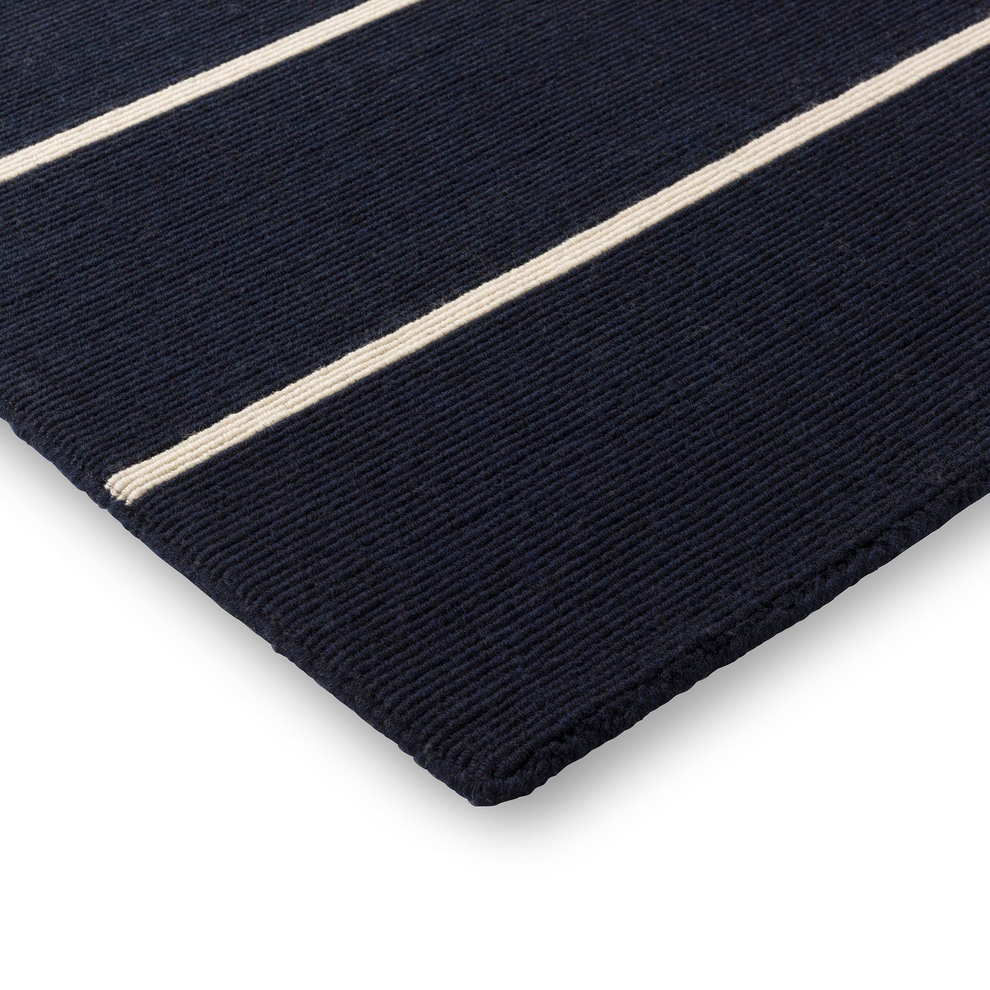 Elegant Deep Blue Linear Wool Rug