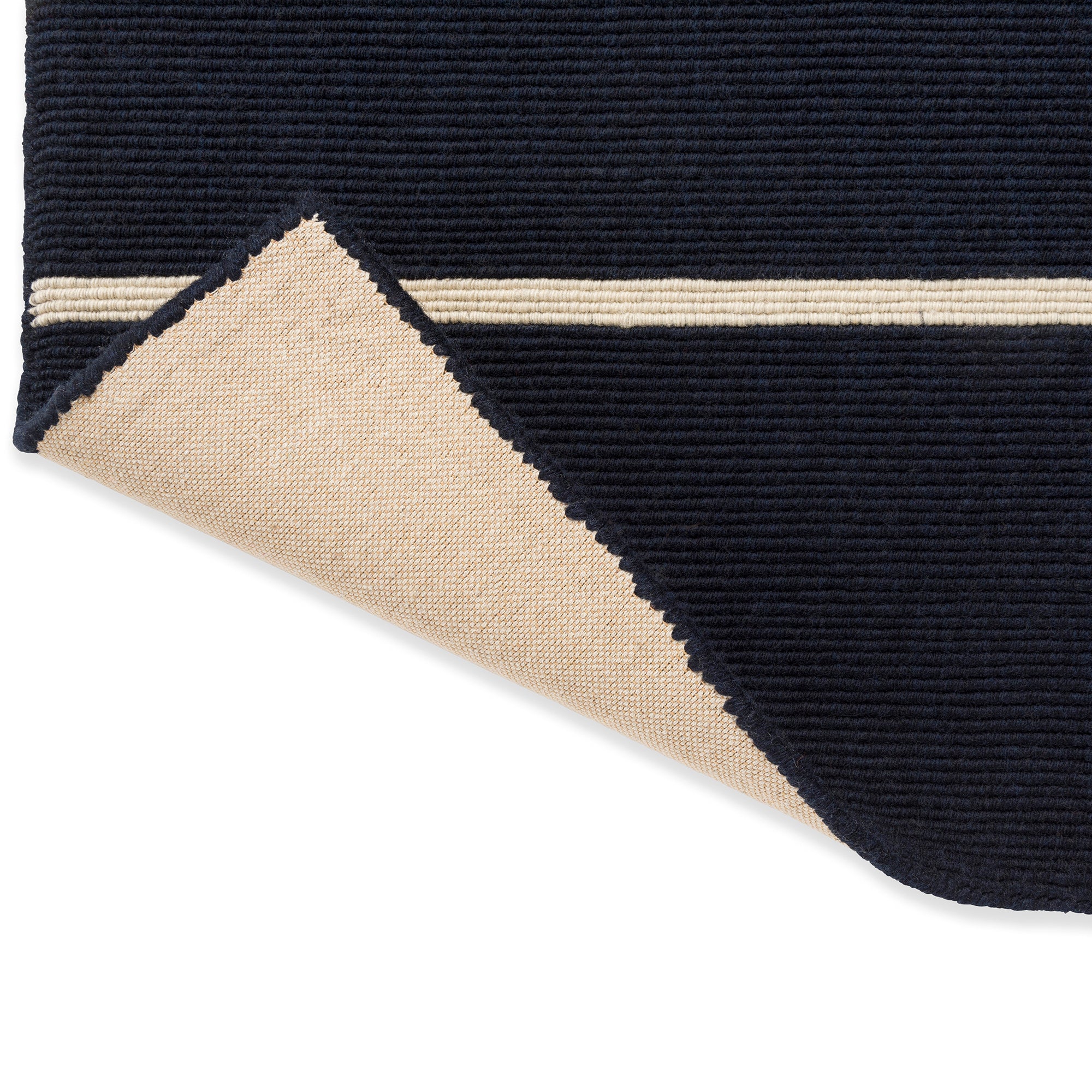 Elegant Deep Blue Linear Wool Rug