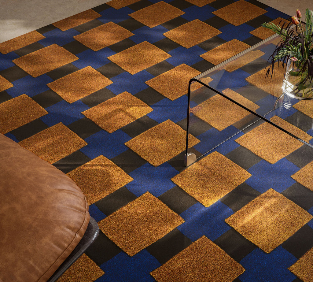 Brown Checkered  Hand Tufted Area Rug