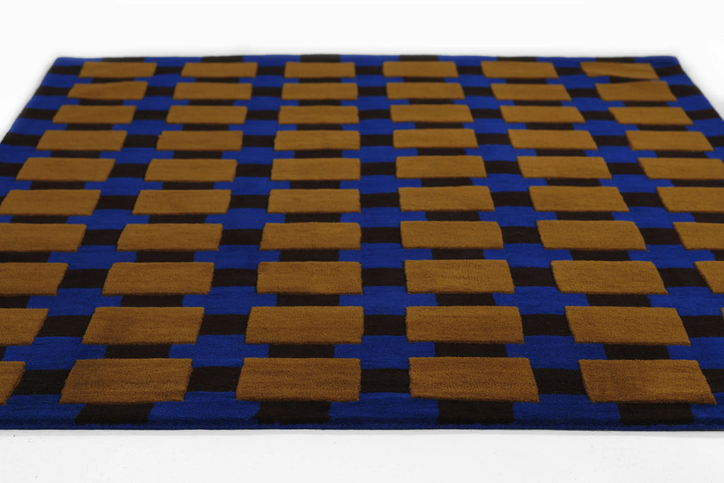Brown Checkered  Hand Tufted Area Rug