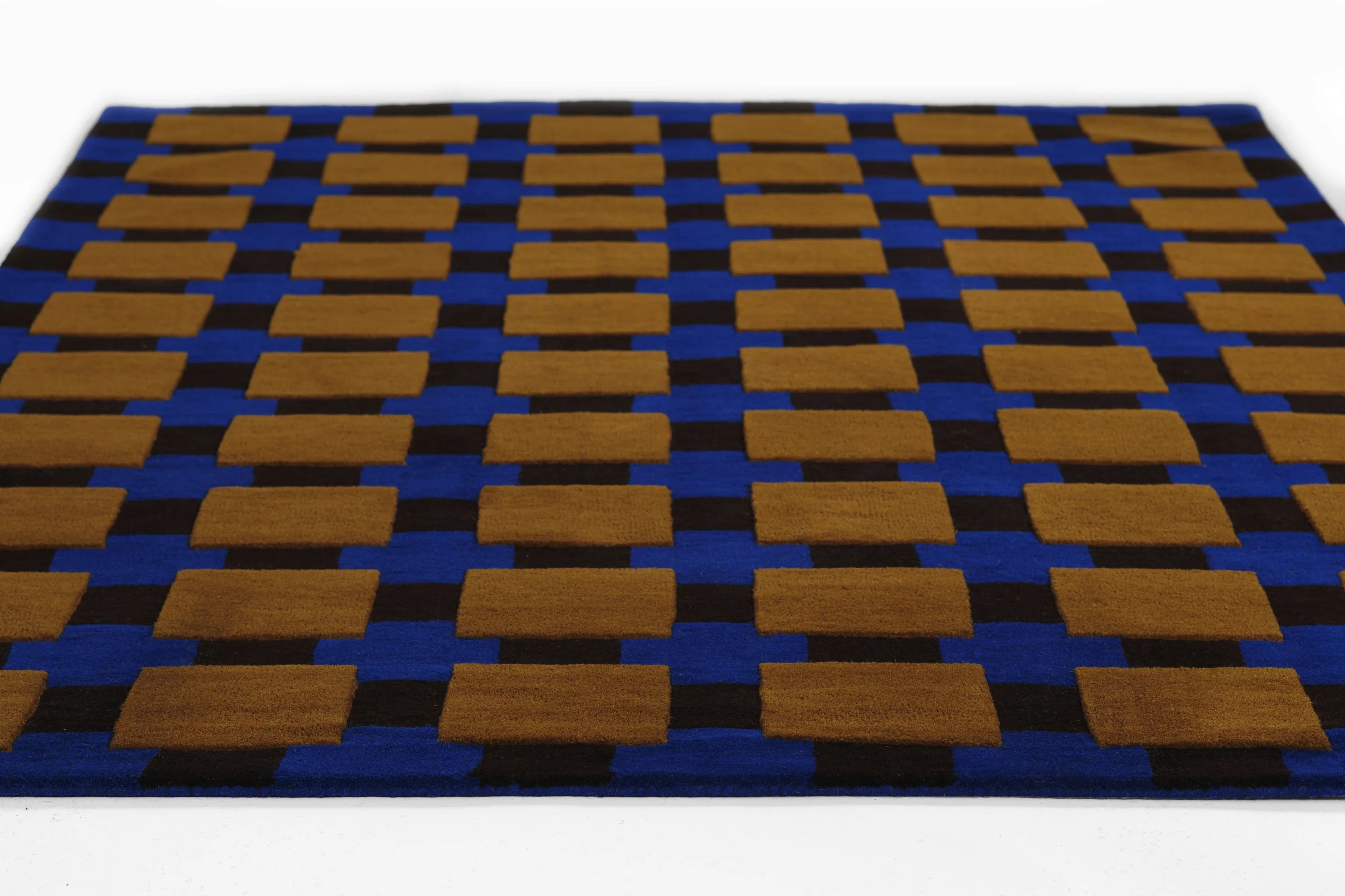 Brown Checkered  Hand Tufted Area Rug