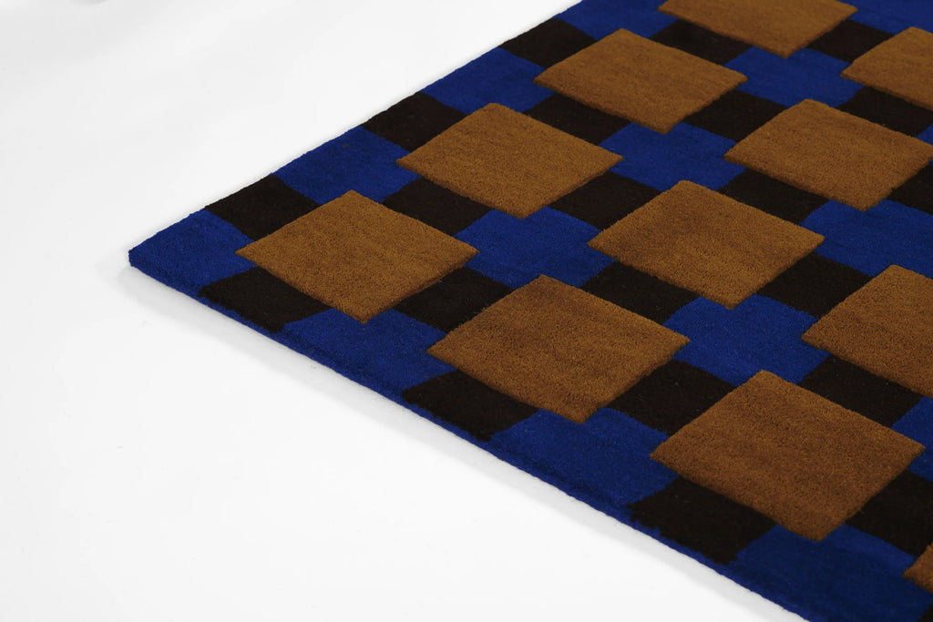 Brown Checkered  Hand Tufted Area Rug