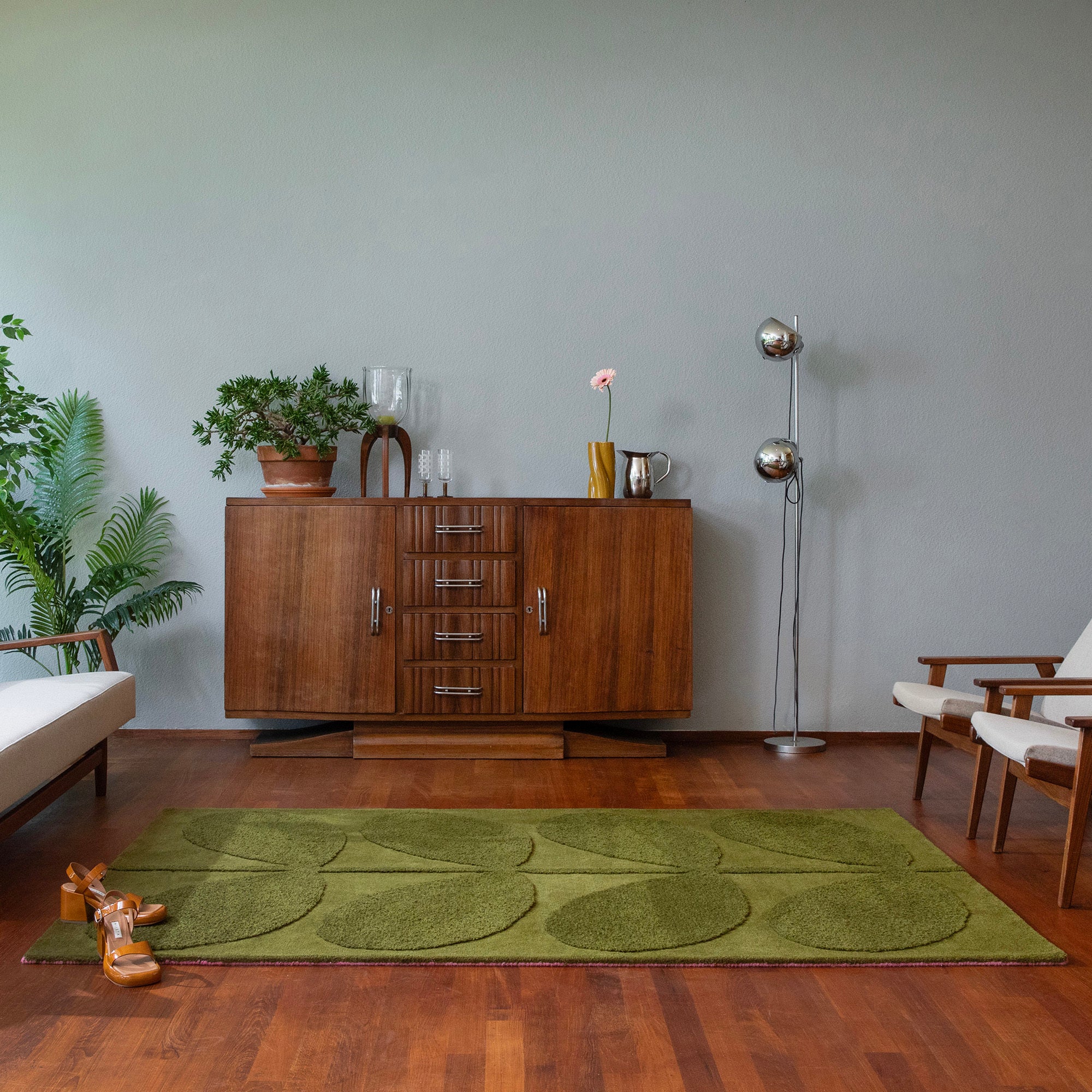 Olive Leaf Pattern Hand Tufted Wool Rug