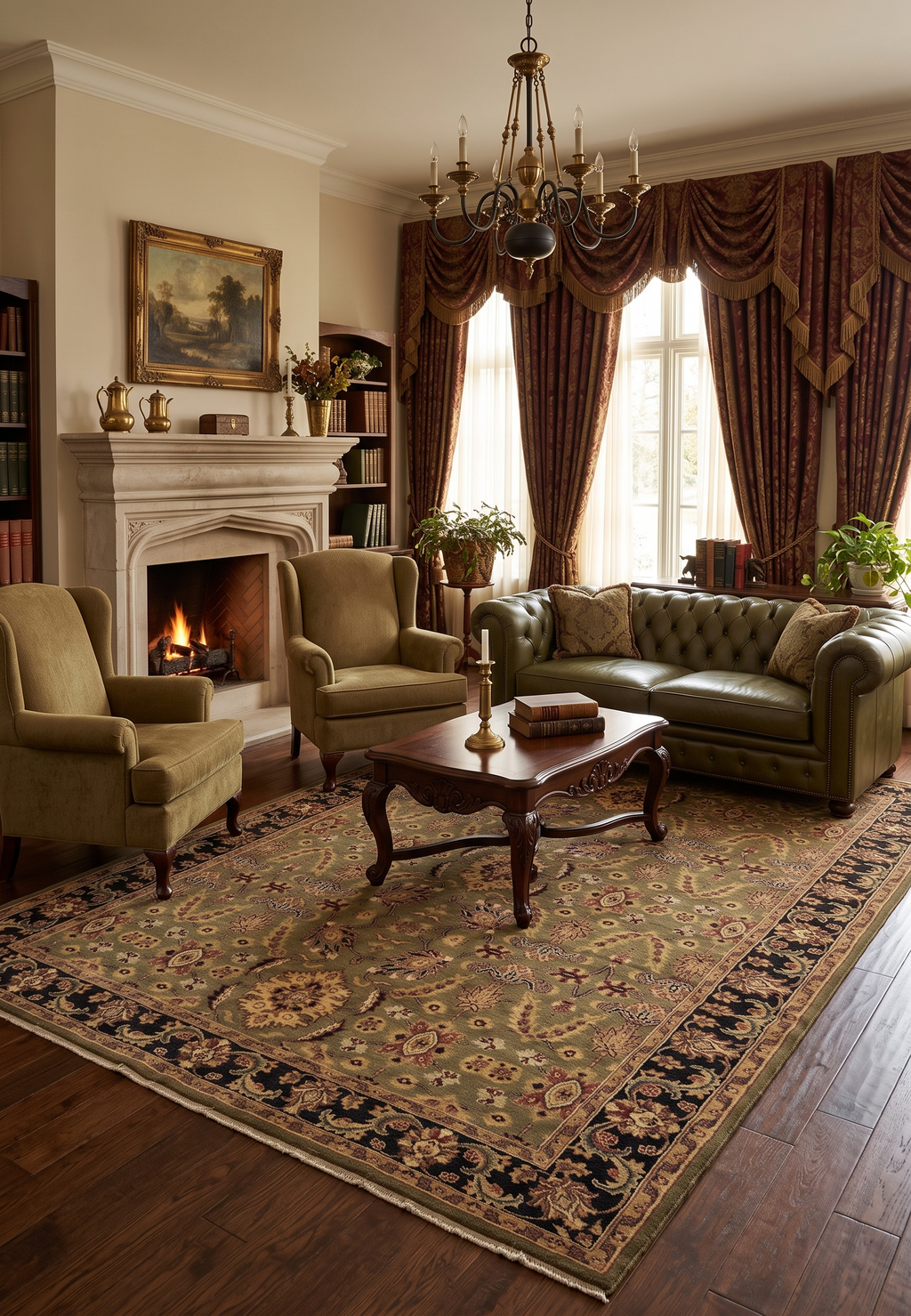 Sultanabad Heritage Moss Olive Hand-Knotted Wool Rug