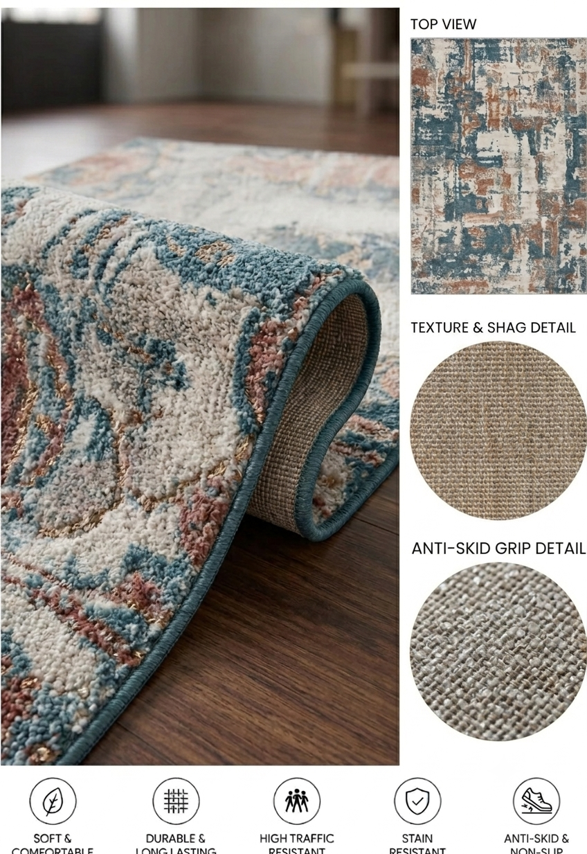 Modern Abstract Distressed Area Rug