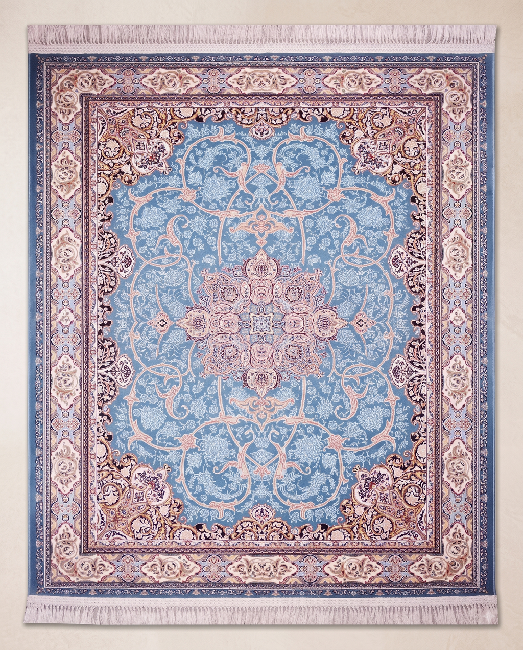 Royal Irani Blue Carpet with Detailed Traditional Floral Motifs