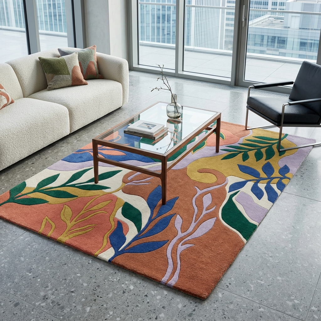 Botanical Mosaic Hand Tufted Rug