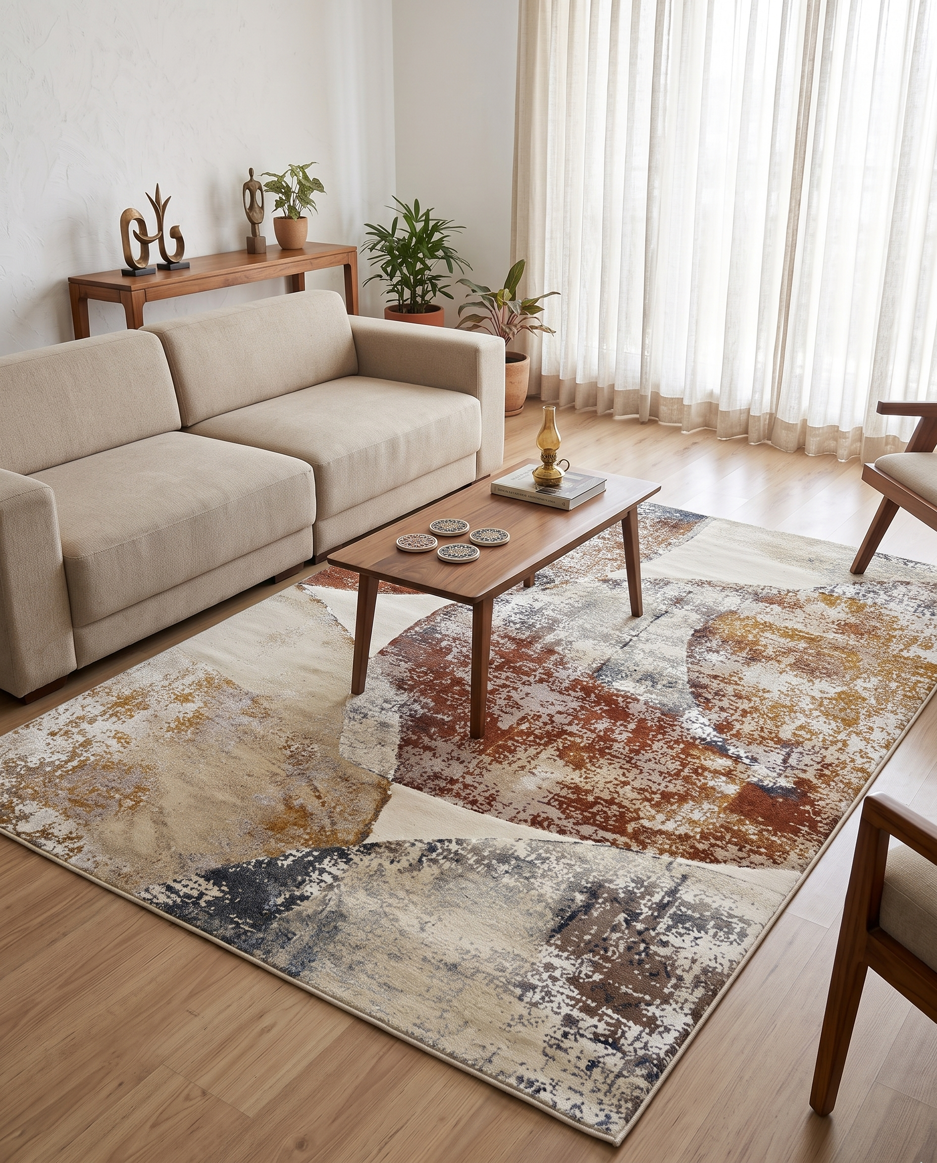Abstract Contemporary Geometric Distressed Area Rug