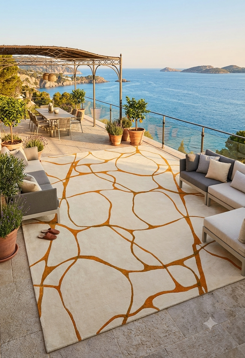Molten Gold Silk Viscose Rug