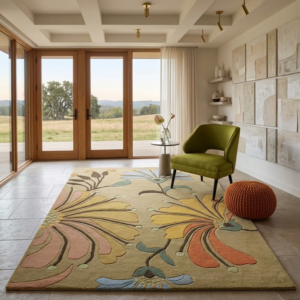 Modern Floral Wool Tufted Carpet