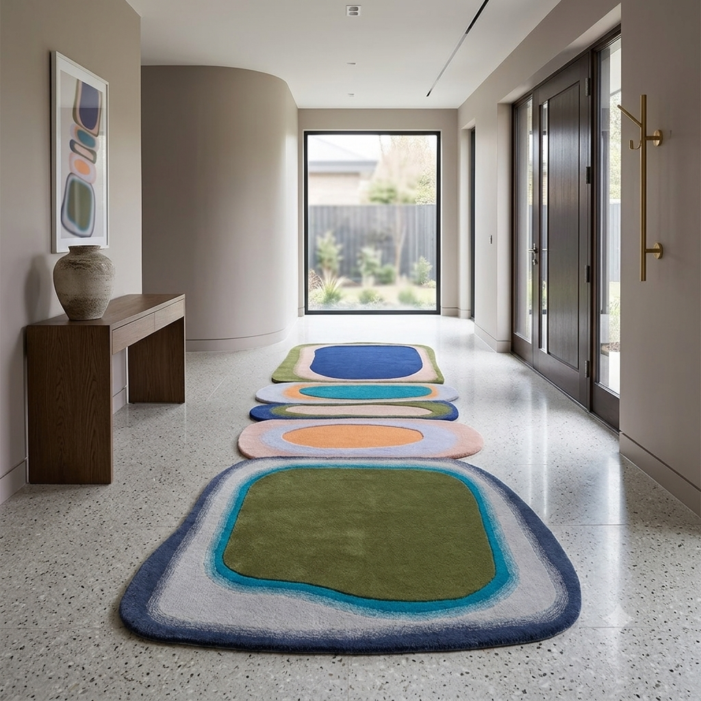Biomorphic Harmony Designer Wool Rug