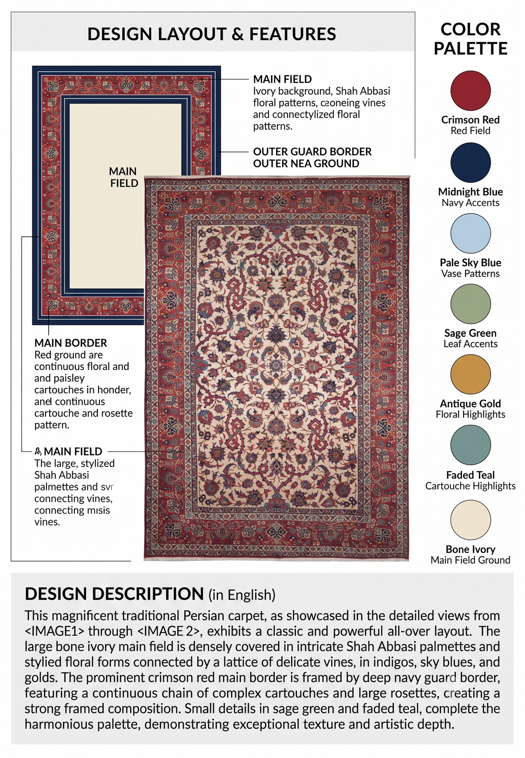 Grand Palace Isfahan Arabesque Wool Rug