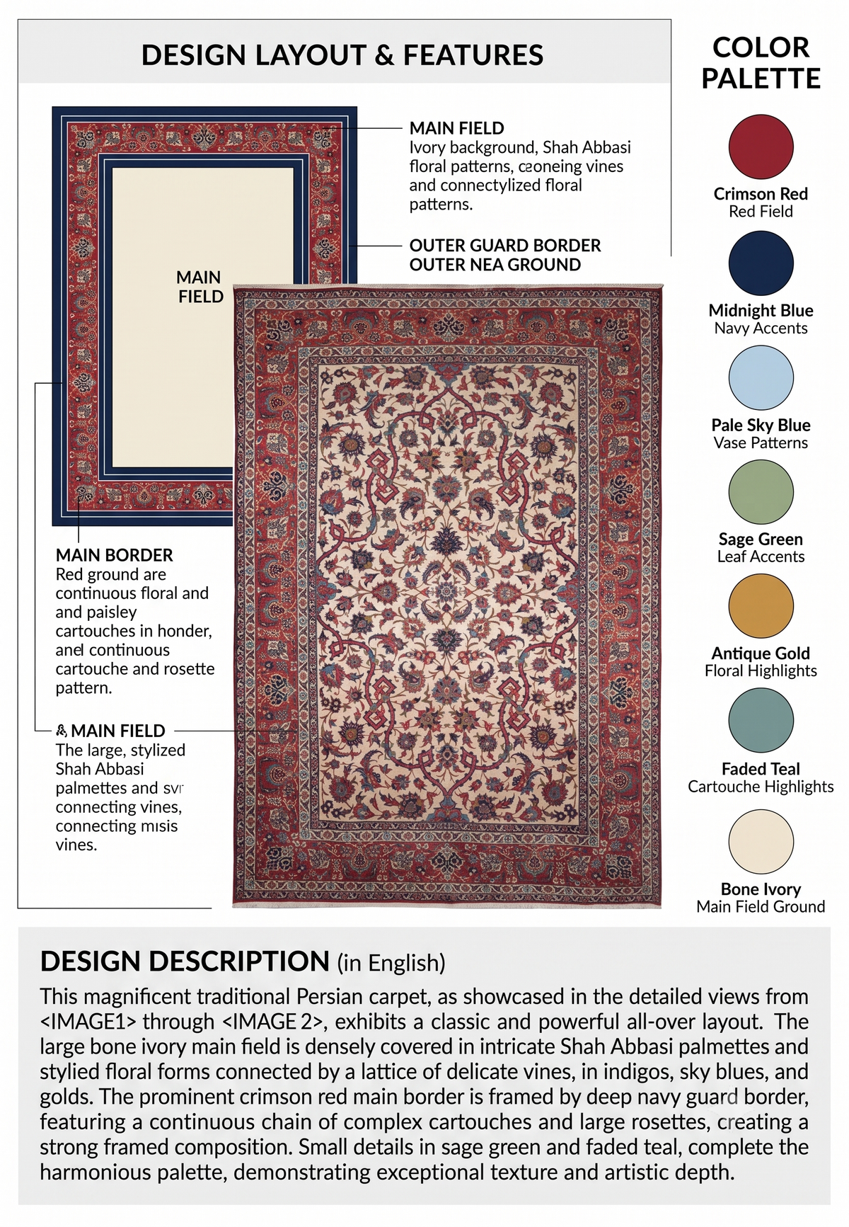 Grand Palace Isfahan Arabesque Wool Rug