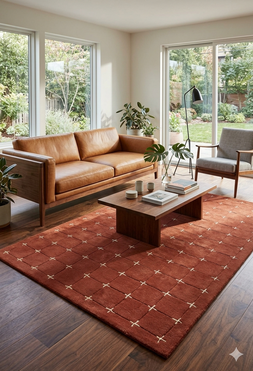 Soft Plush Terracotta Living Room Carpet