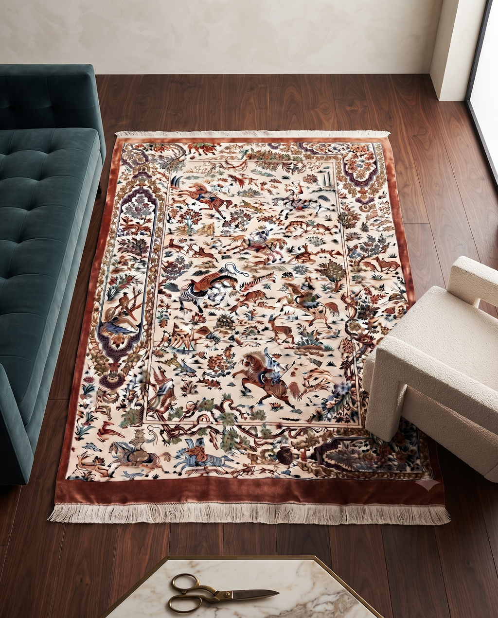 The Shah's Eternal Hunt Irani Carpet
