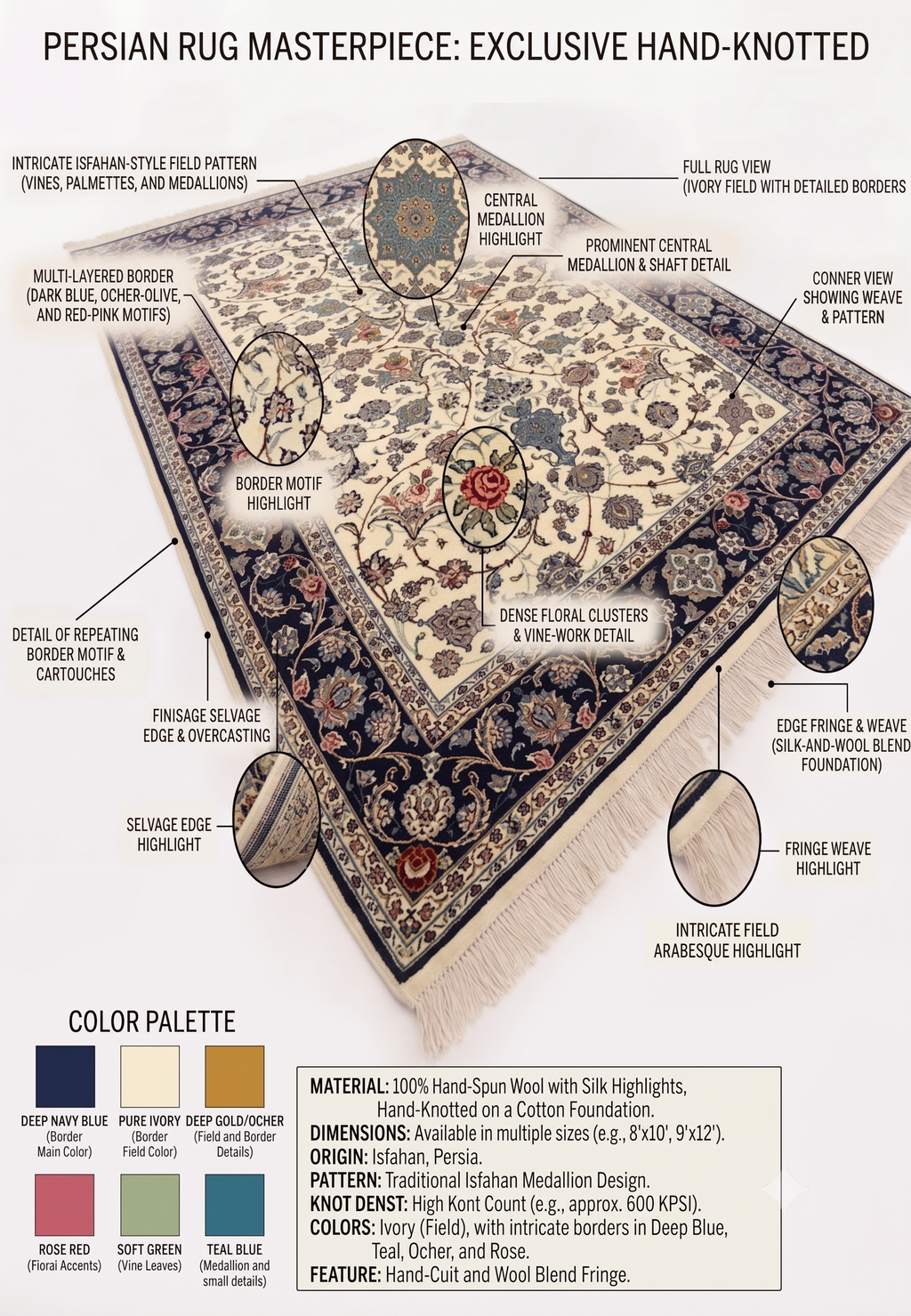 Hand-Knotted Persian Tree of Life Rug