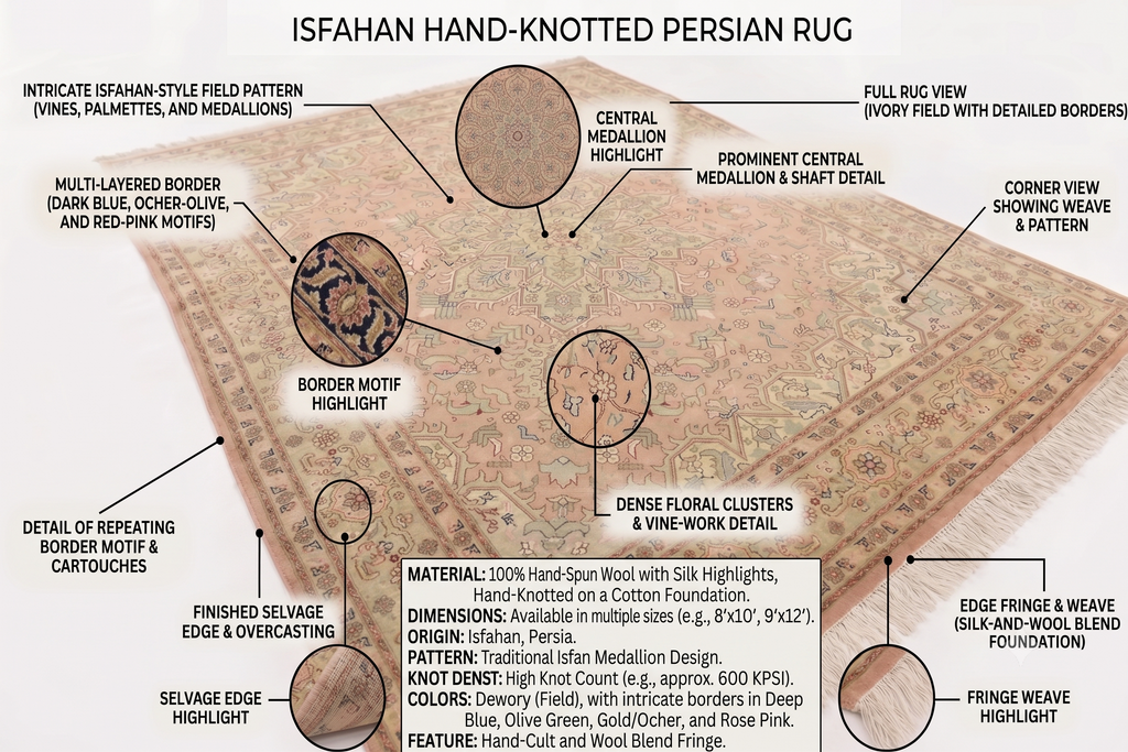 Hand-Knotted Antique Heriz Medallion Rug