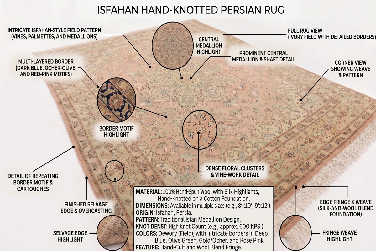 Hand-Knotted Antique Heriz Medallion Rug