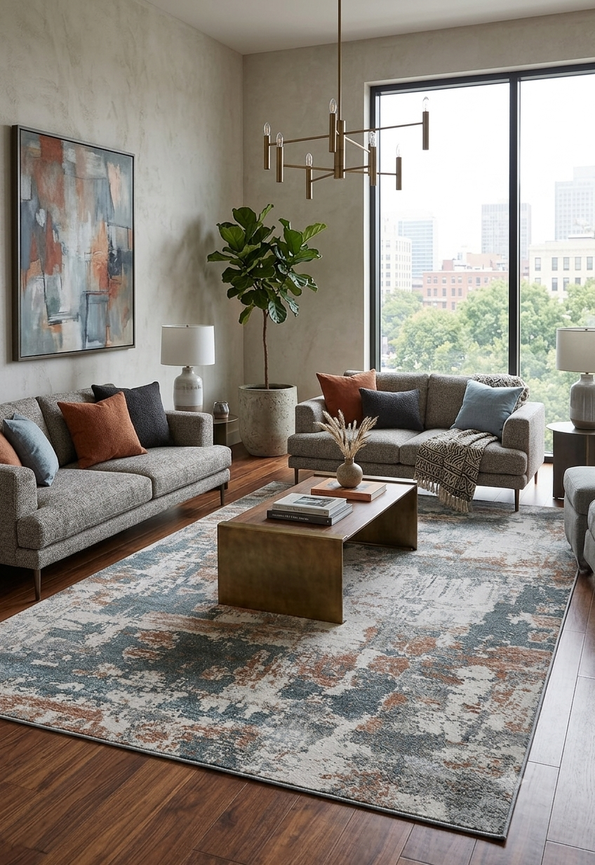 Modern Abstract Distressed Area Rug