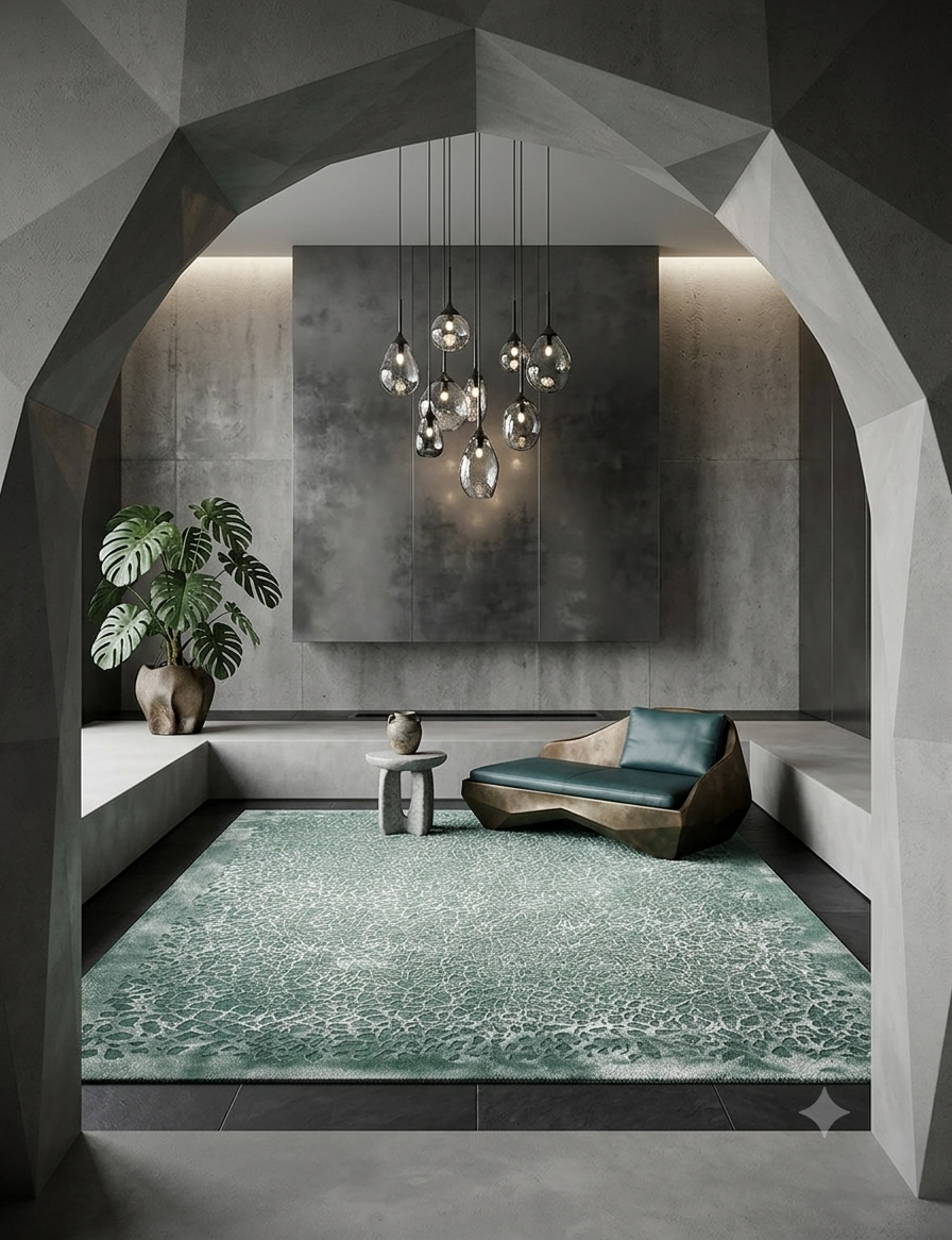 Seafoam Filigree Silk Wool Rug