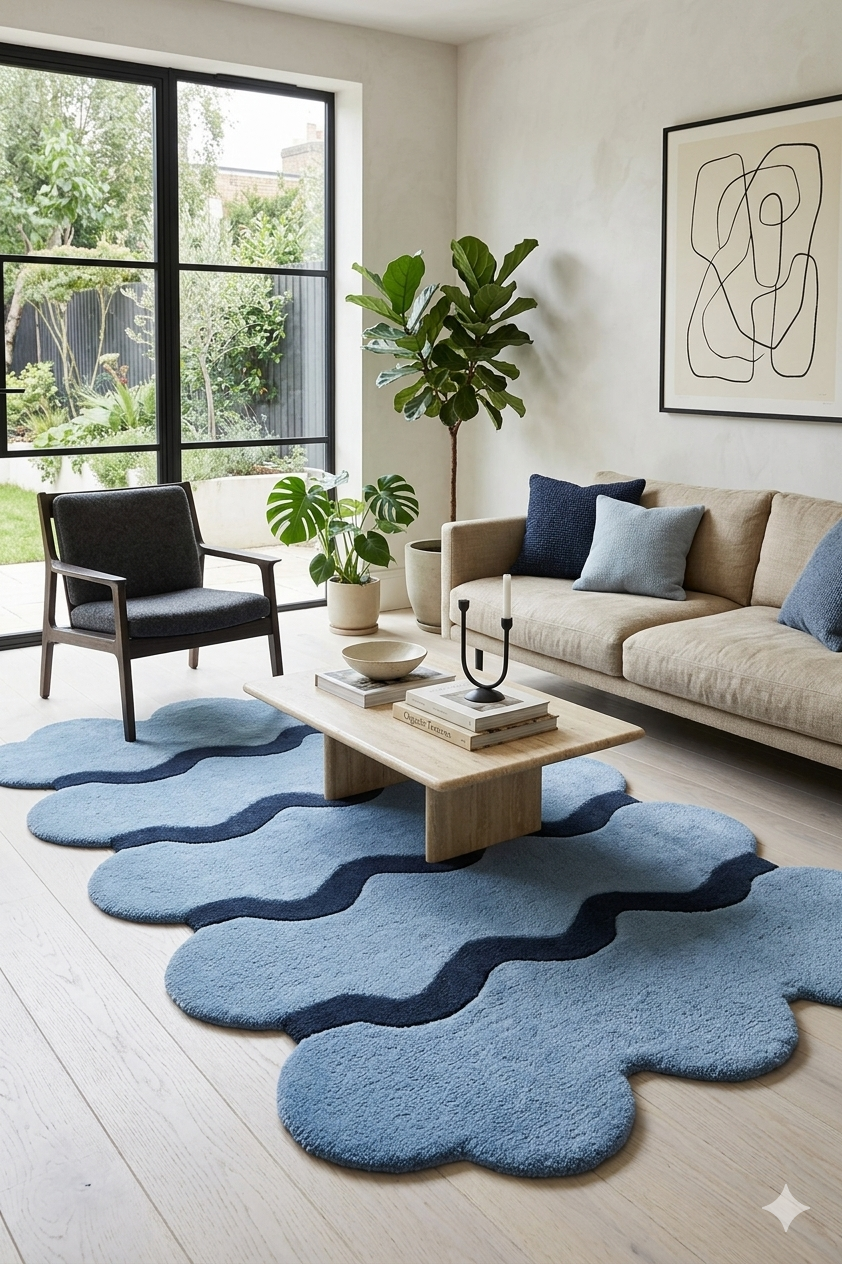 Abstract Wavy Stripe Area Carpet