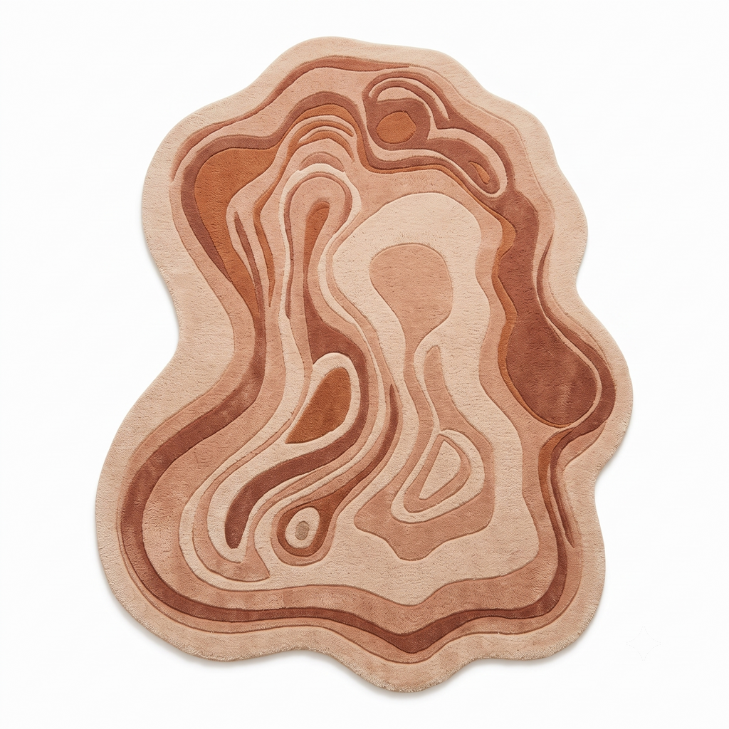 Luxury Hand-Tufted Wool Rug with Topographic Design