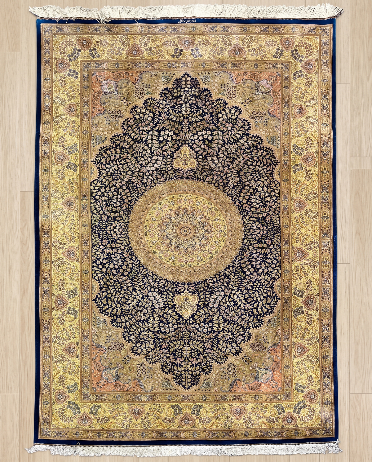 The Solstice Imperial Hand-Knotted Royal Indigo & Gilded Gold Rug