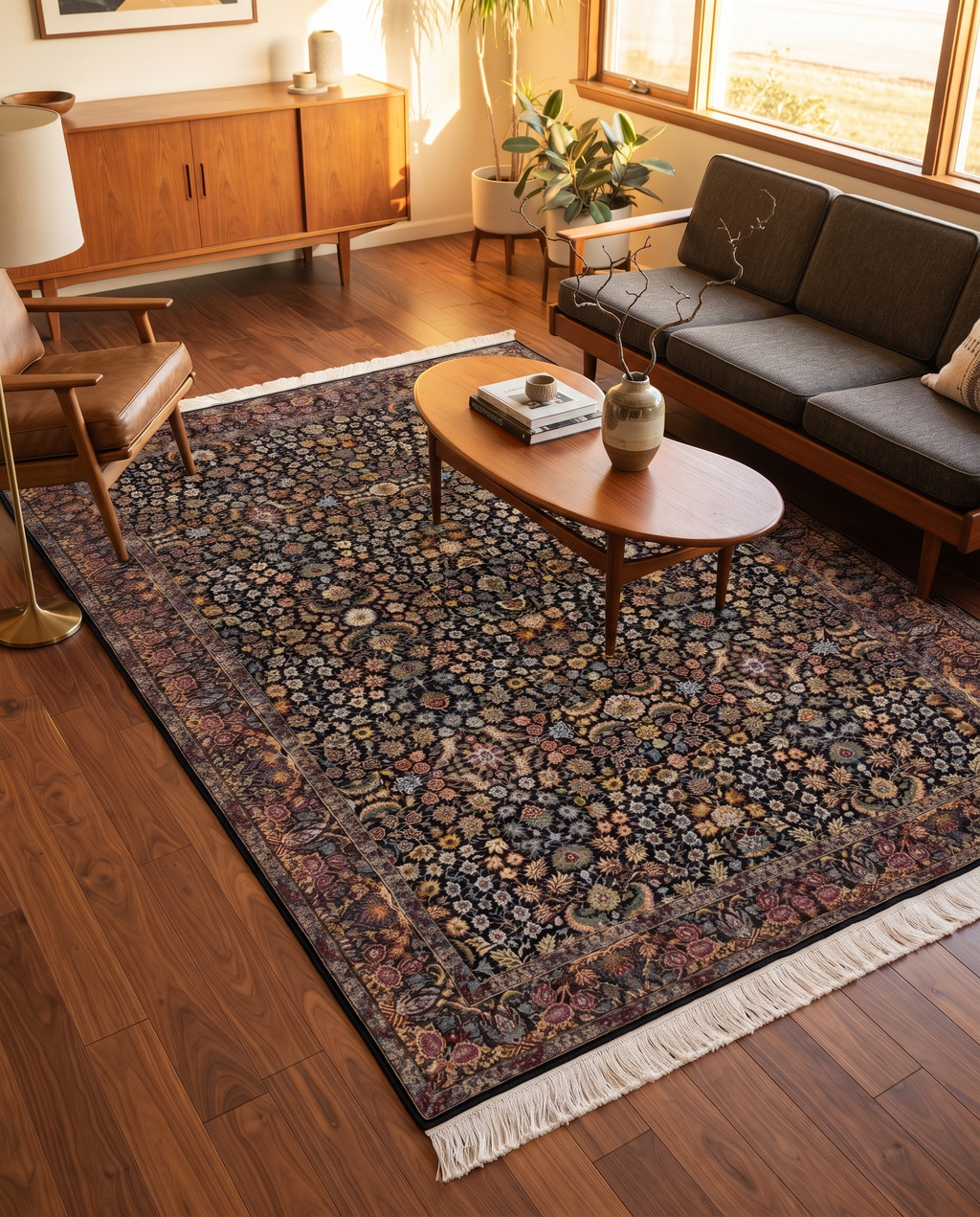 The Obsidian Kashan Bloom Carpet