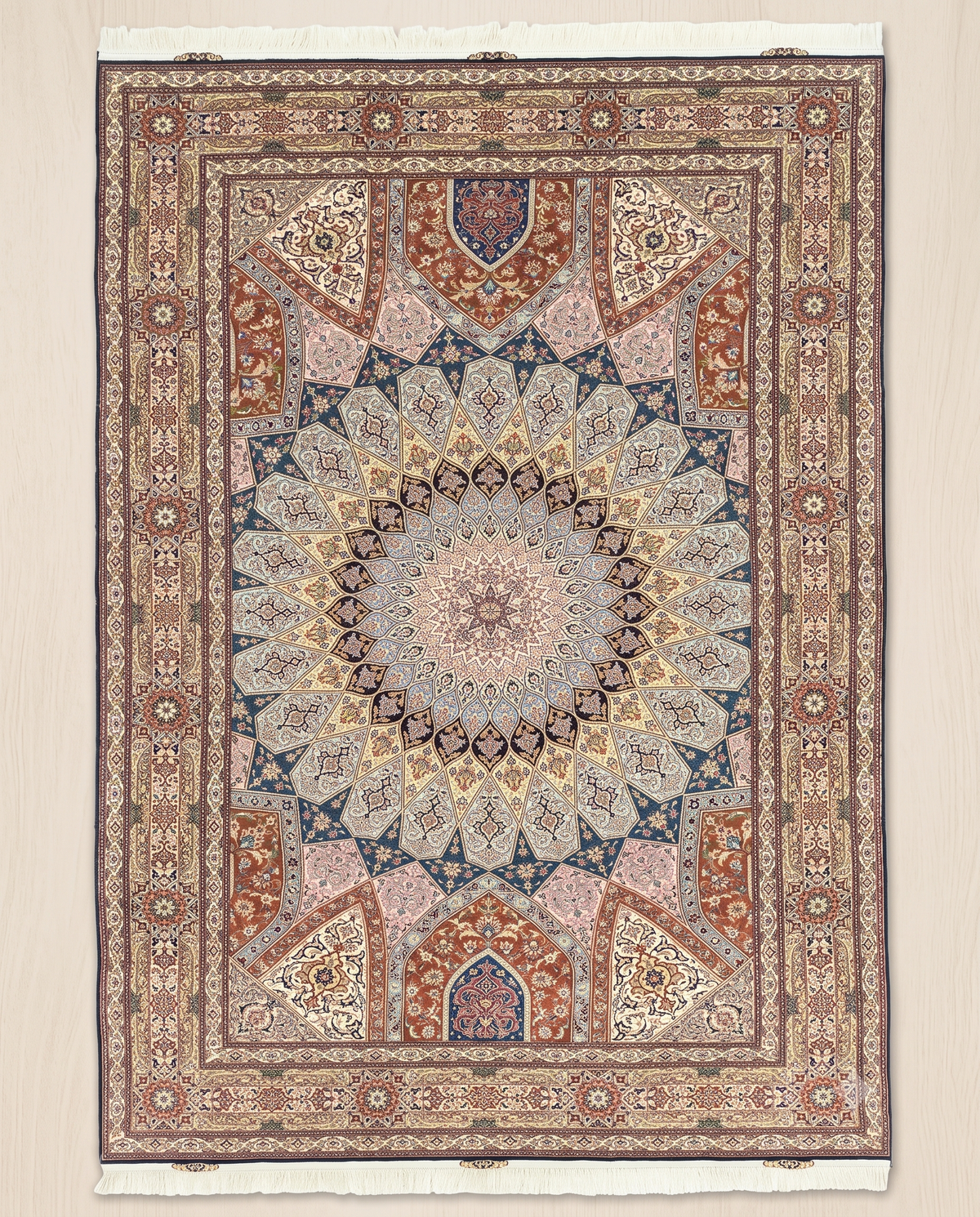 Celestial Tabriz Sunburst Fine Wool Rug