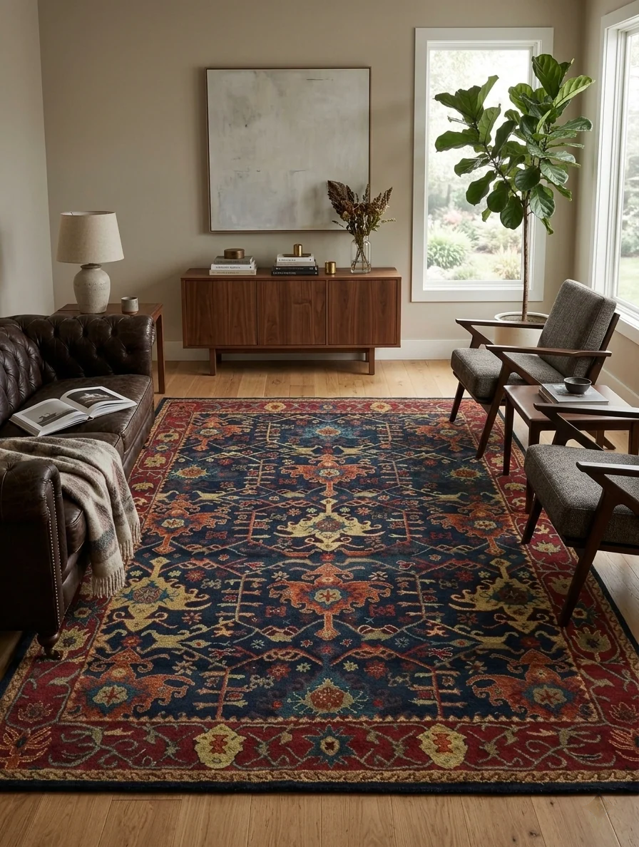 Dynasty Blue Traditional Wool Rug